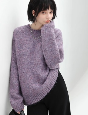 [25%할인] 2024 new fashion trend 홍콩백화점 수입 신상 캐주얼 라운드넥 스웨터 멋지고 따뜻한 유러피안 프리미엄 니트 핫한 가격세일! 마지만 선택! 퍼플/그레이 2 COLOR (S~L)(쿠폰불가)