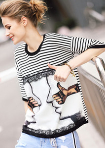 25% sale!  Parisian summer knit combination blouse.여름니트 소재와 앞판 폴리 콤비 블라우스 2컬러 !  프리 사이즈