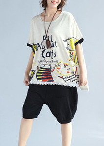  A big tub of cotton, cute cats T-shirt.. new 15% sale~ 켓츠 삽화 와 밑단 레이스 촉감좋은 면 cotton  빅사이즈!(55-88 free)